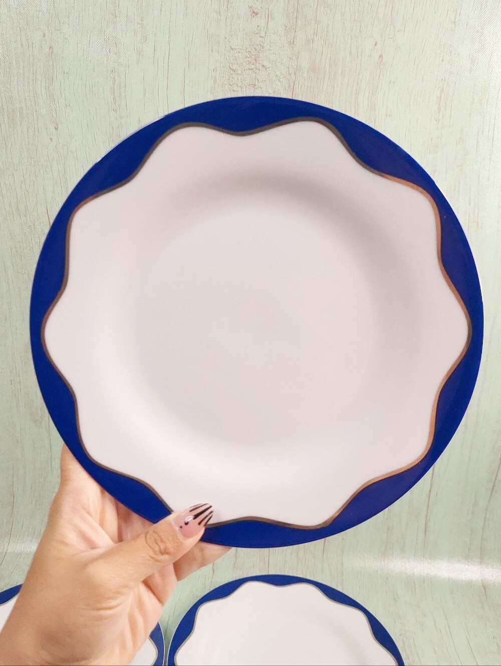 4 Pottery Barn Hanukkah Blue and Silver Salad Plates ~8.5”